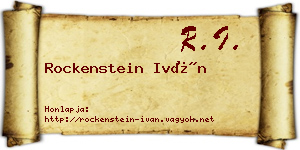 Rockenstein Iván névjegykártya